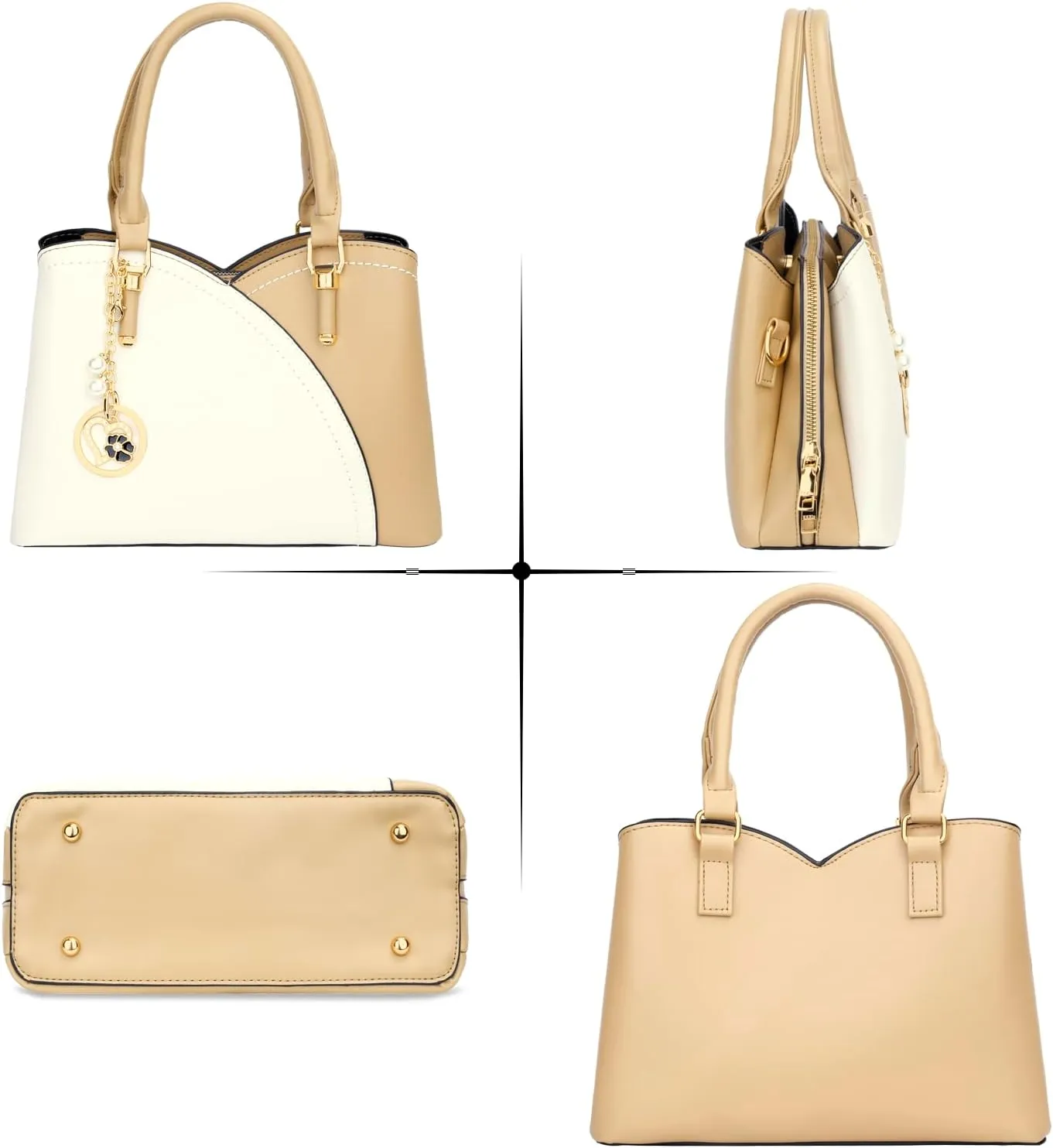 KKXIU Triple Compartments Purses and Handbags for Women Fashion Ladies Satchel Shoulder Top Handle Bag