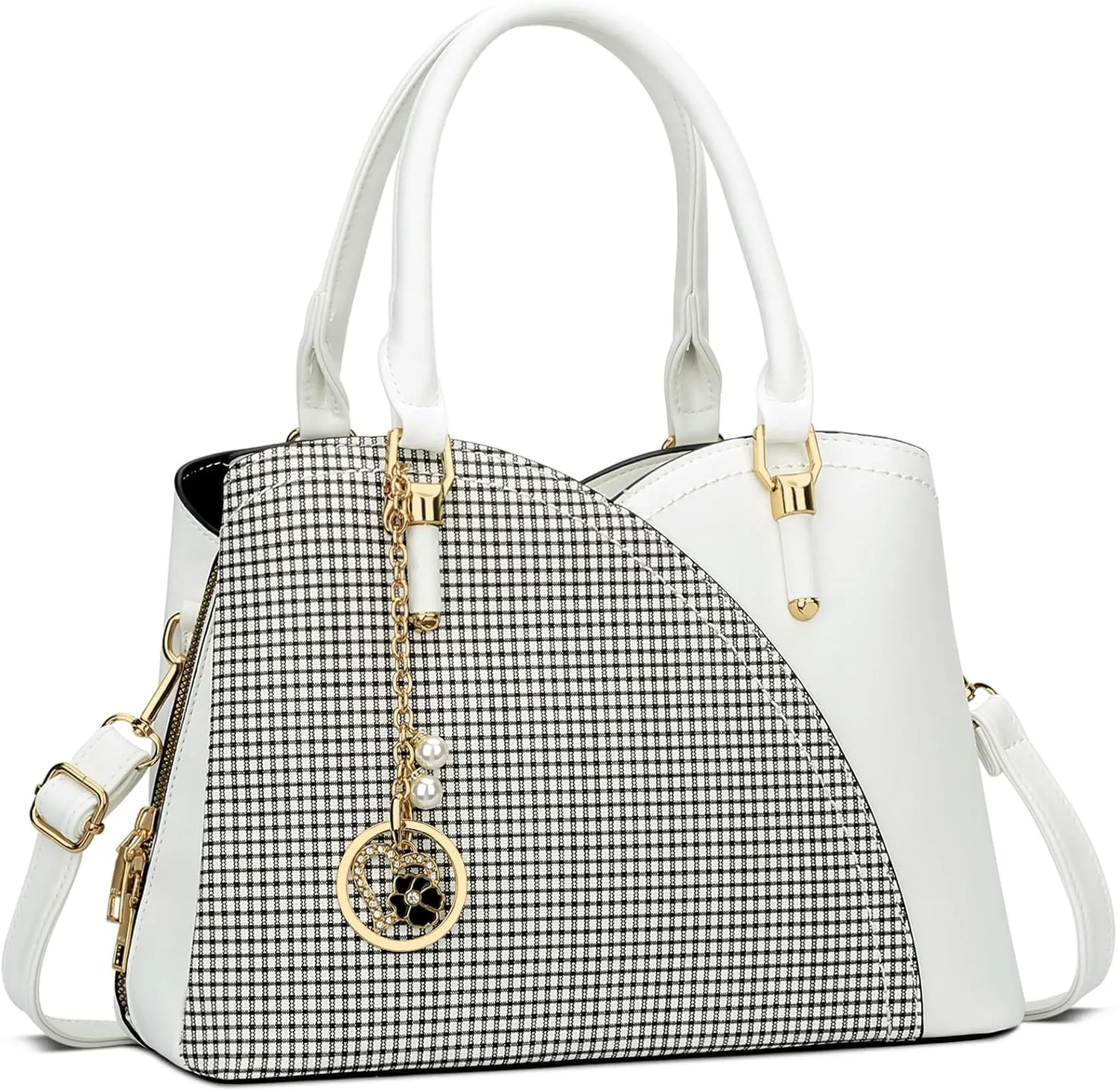 KKXIU Triple Compartments Purses and Handbags for Women Fashion Ladies Satchel Shoulder Top Handle Bag
