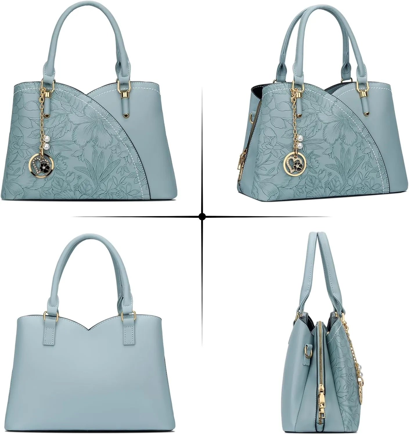 KKXIU Triple Compartments Purses and Handbags for Women Fashion Ladies Satchel Shoulder Top Handle Bag