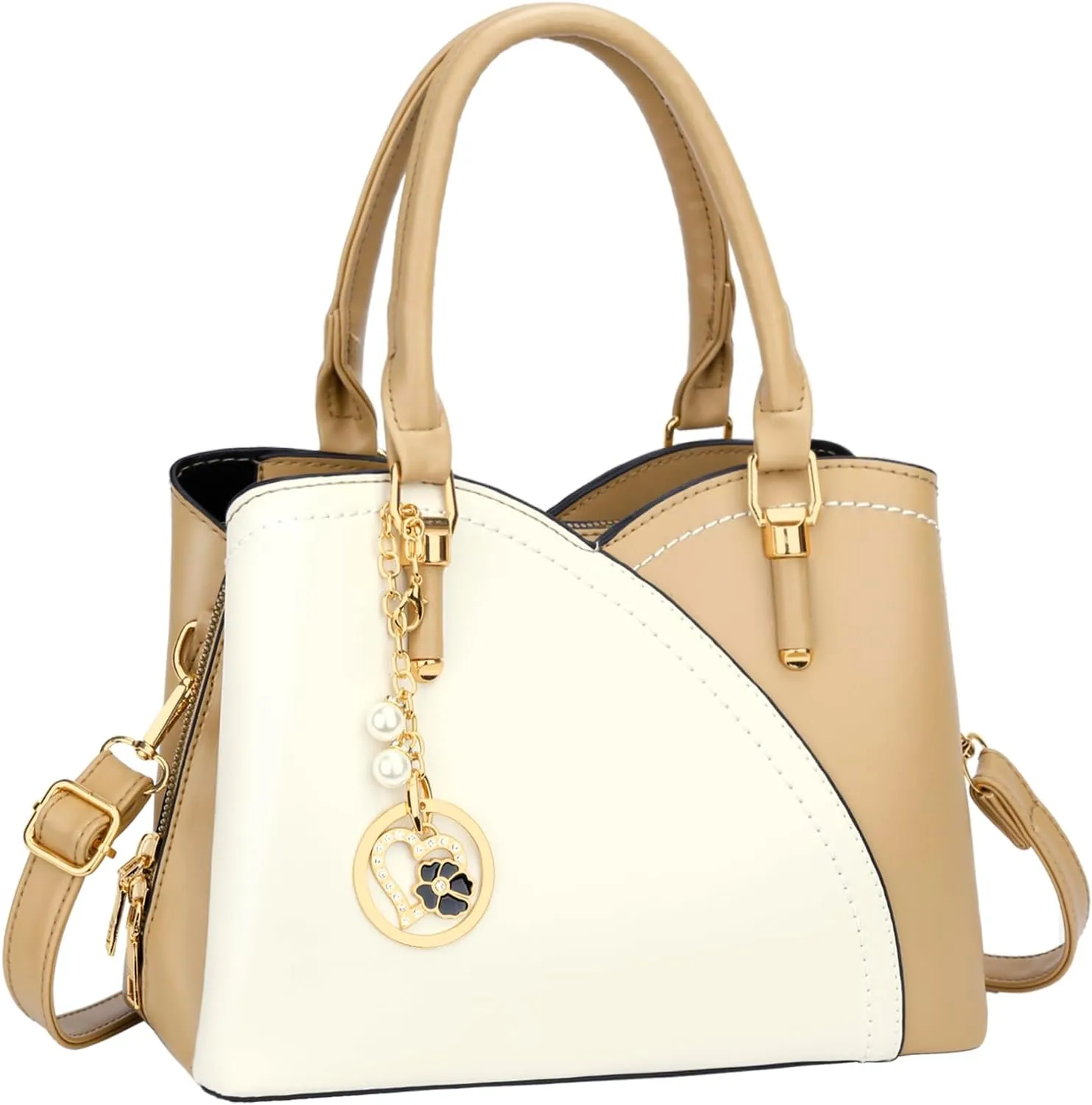 KKXIU Triple Compartments Purses and Handbags for Women Fashion Ladies Satchel Shoulder Top Handle Bag