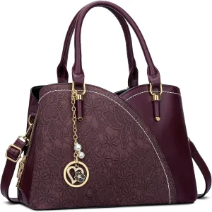 KKXIU Triple Compartments Purses and Handbags for Women Fashion Ladies Satchel Shoulder Top Handle Bag