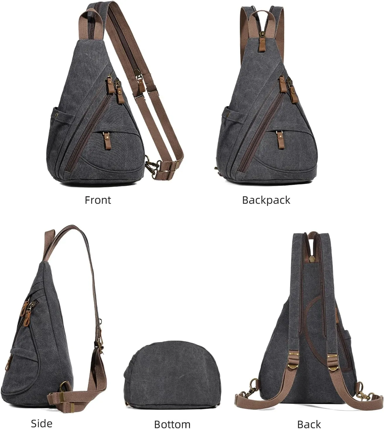 KL928 Canvas Sling Bag - Small Crossbody Backpack Shoulder Casual Daypack Rucksack for Men Women(Large Version)