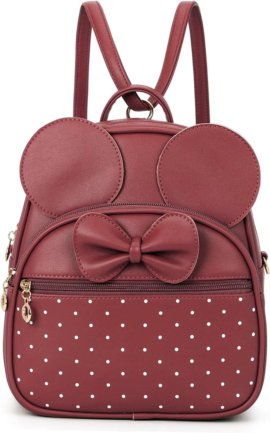 KL928 Girls Mini Backpack Bowknot Polka Dot Cute Daypacks Convertible Shoulder Bag Purse for Women (Red)