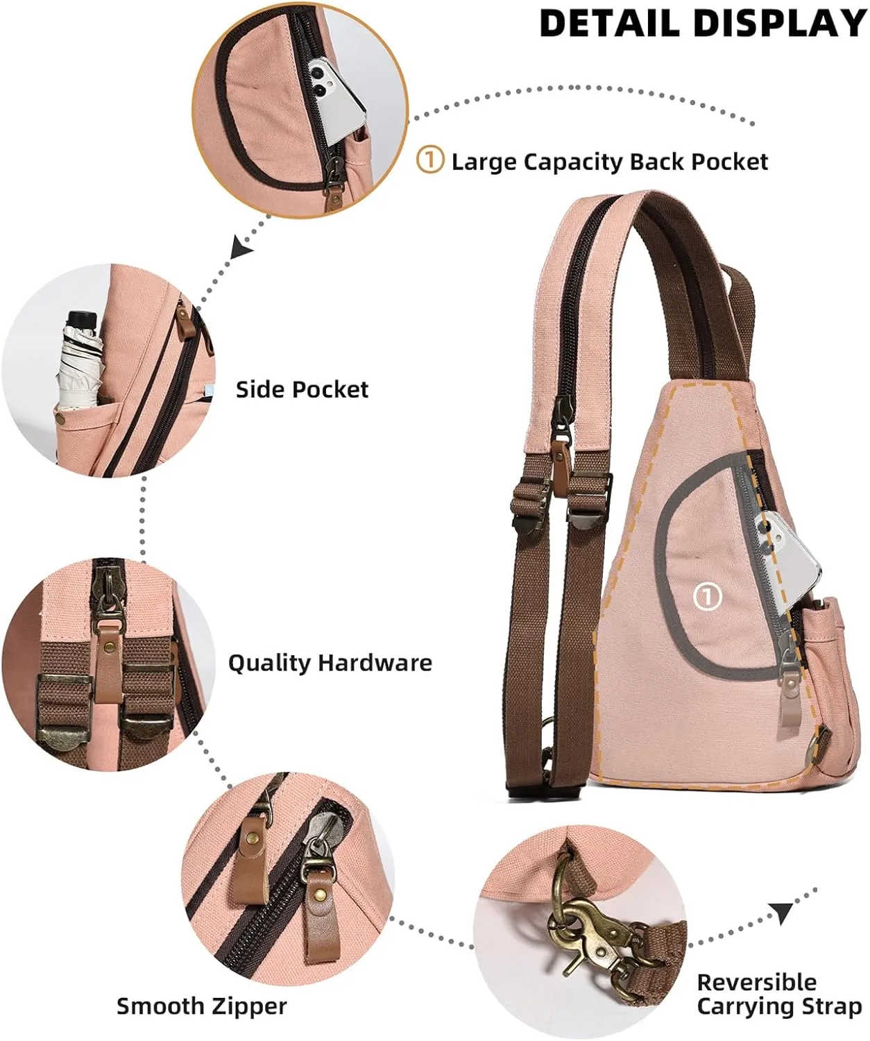 KL928 Sling Bag - Small Crossbody Backpack Shoulder Casual Daypack Rucksack for Men Women