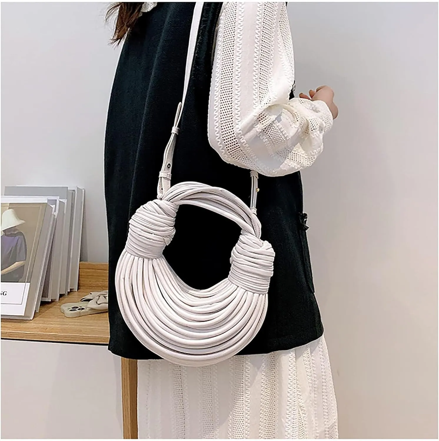 knotted woven tote bag handbag for women Woven Handbag Purse for Women Handwoven Satchel Clutch Purse