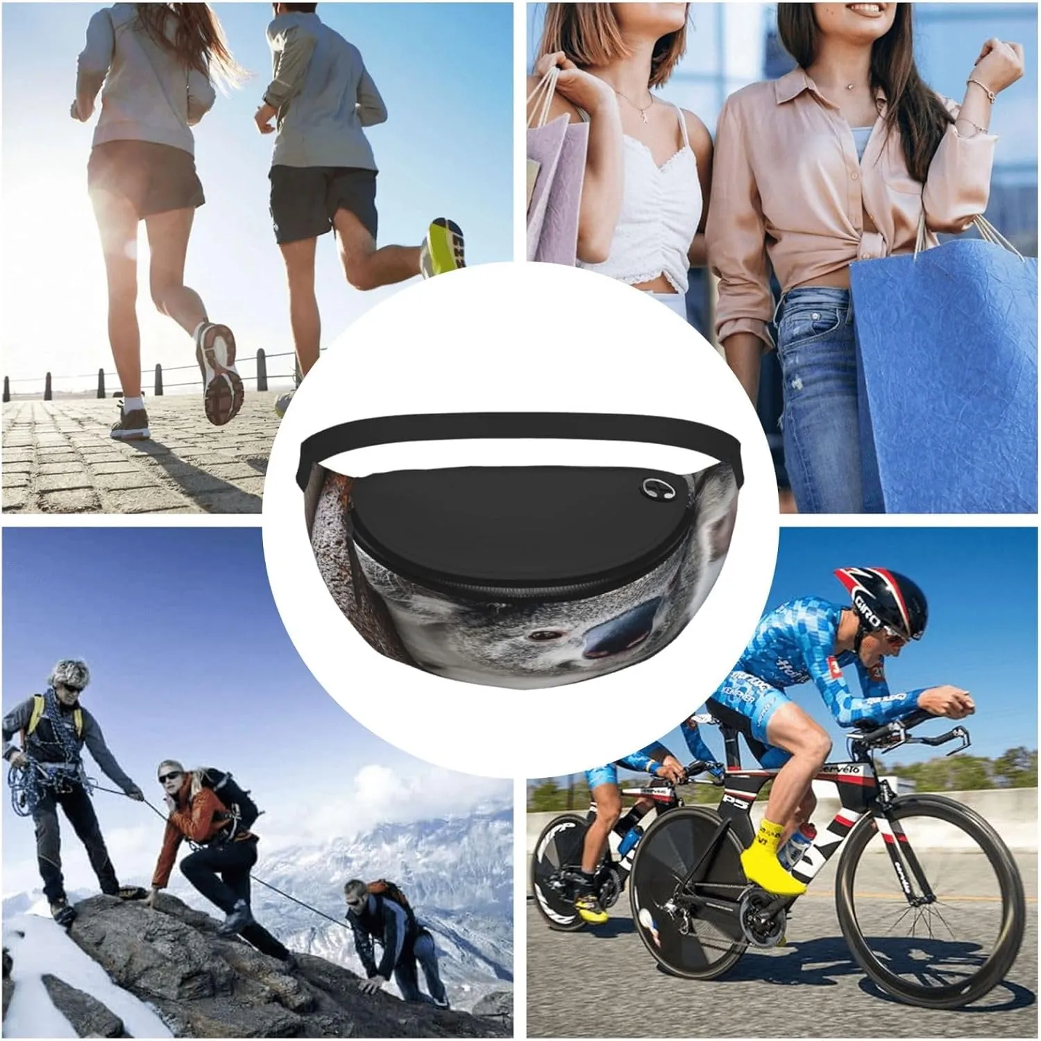 Koala Bear Fanny Pack, Crossbody Waist Packs for Women Men Waist Bags with Adjustable Strap for Travel Running Hiking Sport