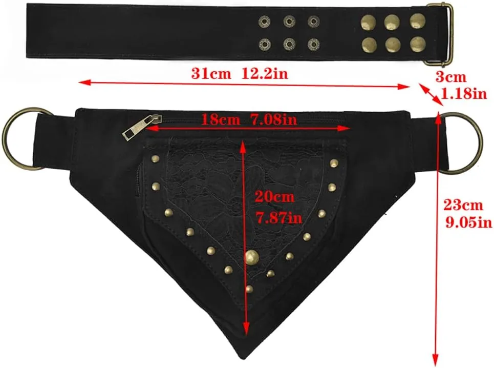 KPYWZER Cotton Waist Bag for Women Fanny Pack Renaissance Faire Festival Lace Utility Hip Belt Waist Bags Womens Travel Outdoors Black