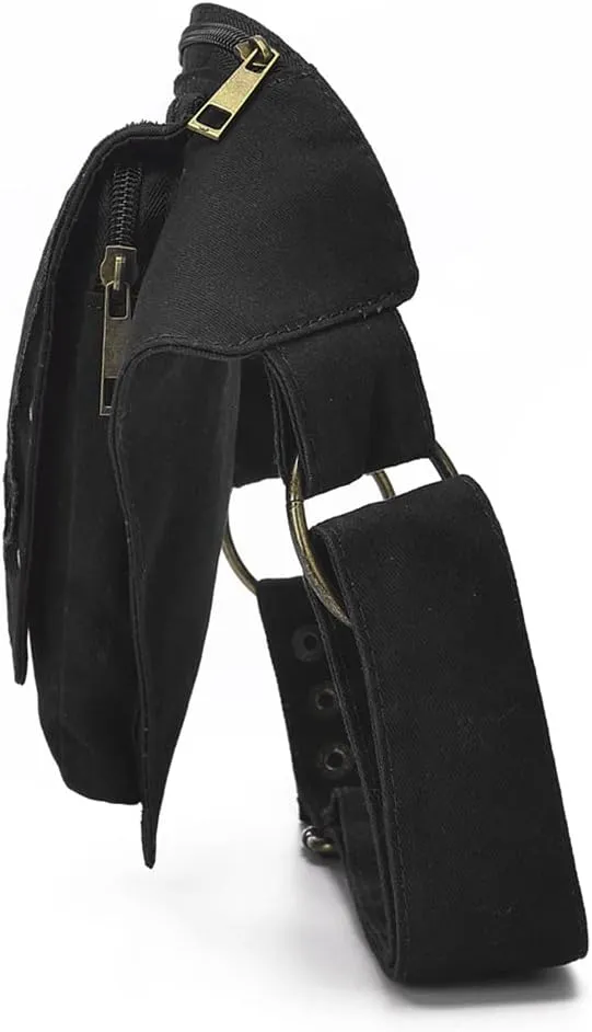 KPYWZER Cotton Waist Bag for Women Fanny Pack Renaissance Faire Festival Lace Utility Hip Belt Waist Bags Womens Travel Outdoors Black