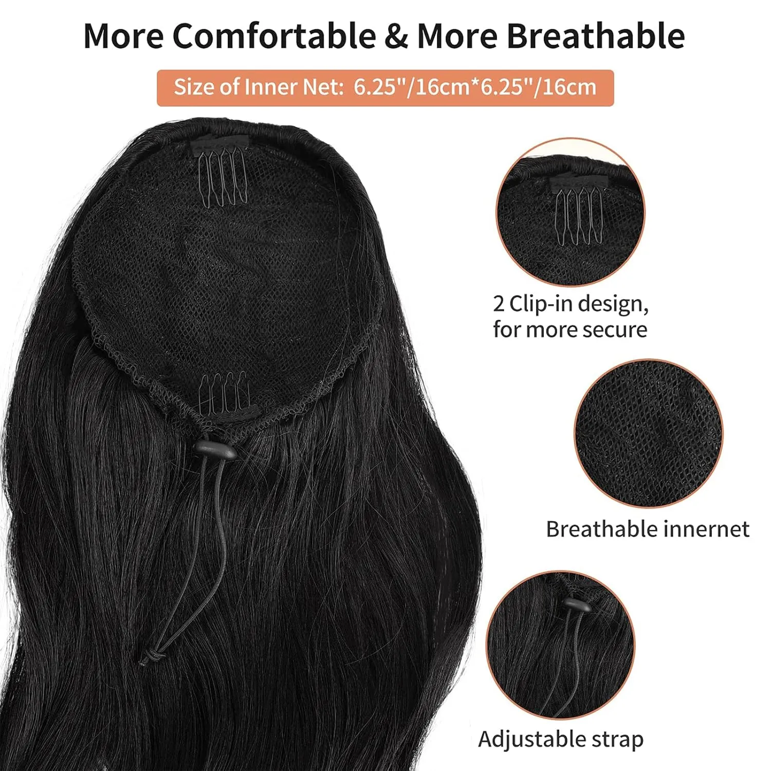 KRSI 14Inch Spiral Curl Short Drawstring Ponytail Extension for Black Women,Curly Black Hair Ponytail Wavy Clip in Ponytail Hair Pieces for Women Ponytail
