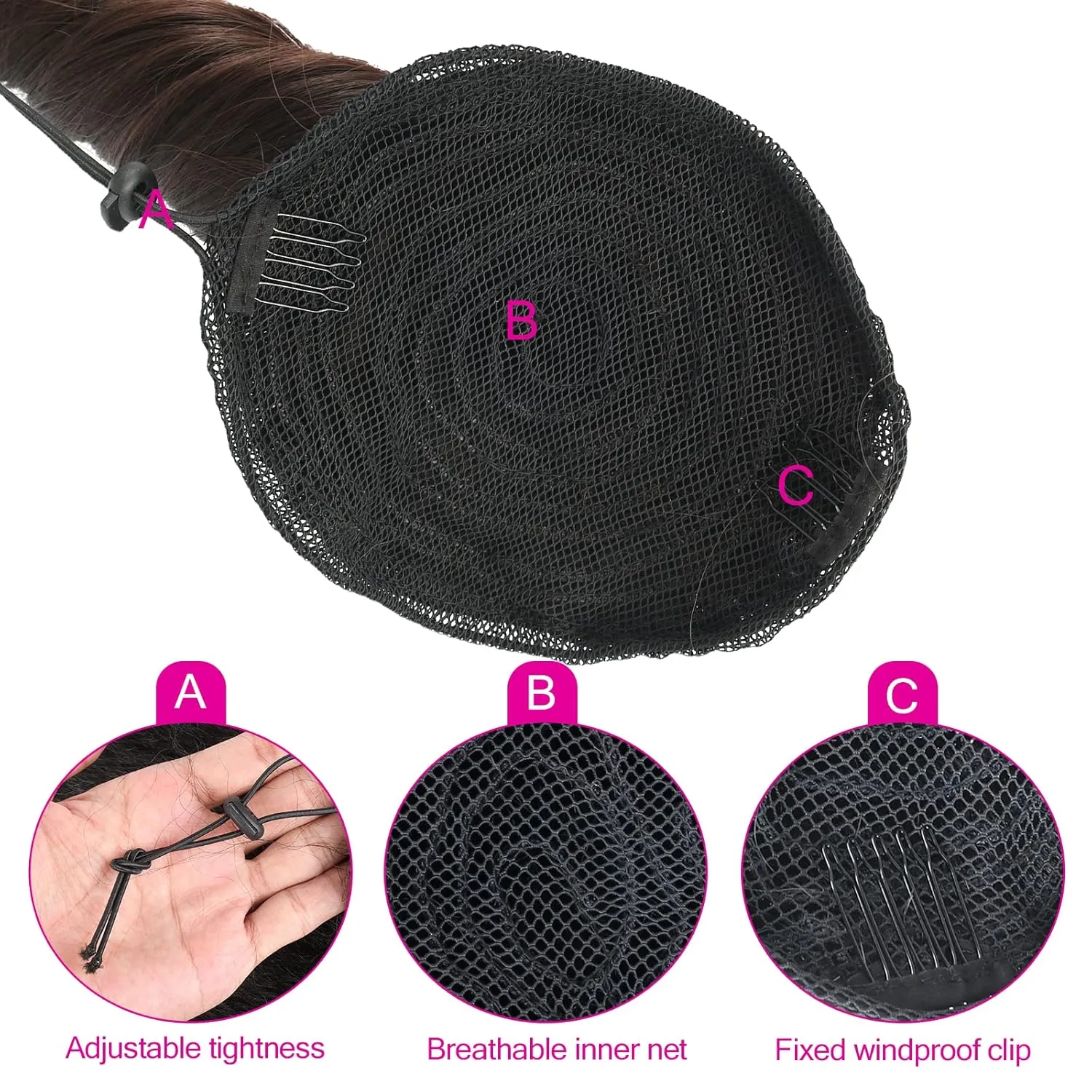 KRSI Brown Curly Drawstring Ponytail Extension for Black Women, 14 Inch Short Spiral Curl Drawstring Ponytail for Black Women Brown Wavy Hair Extensions Ponytails Clip in Ponytail Hair Extensions