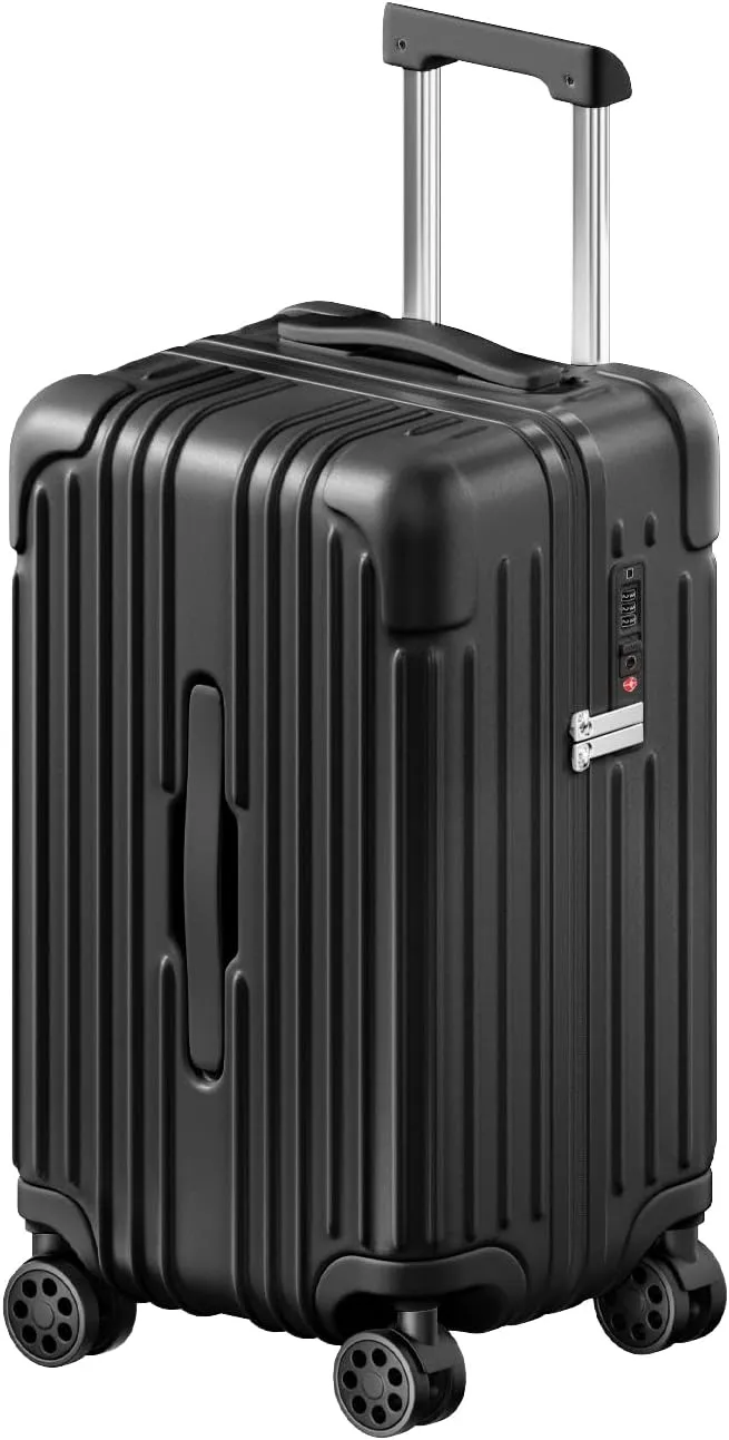 Krute Carry on Luggage PC ABS Suitcases with Double Spinner Wheels 22x14x9 Airline Approved Luggage with TSA Lock 20 Inch (Black)