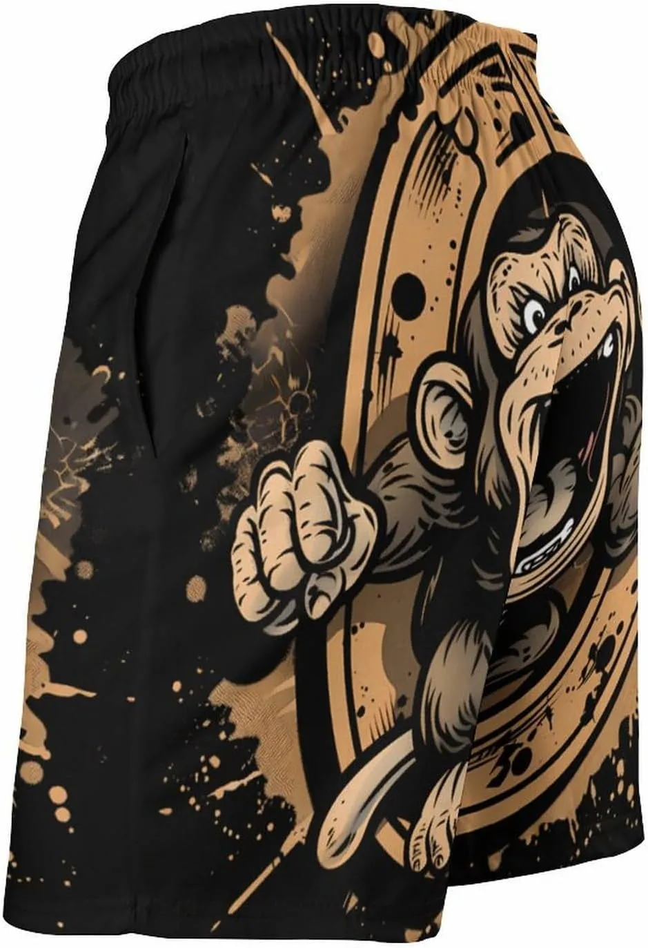 Kung Fu Apes Chimpanzee Monkey Mens Swim Trunks Beach Shorts Quick Dry Bathing Suits and Mesh Lining