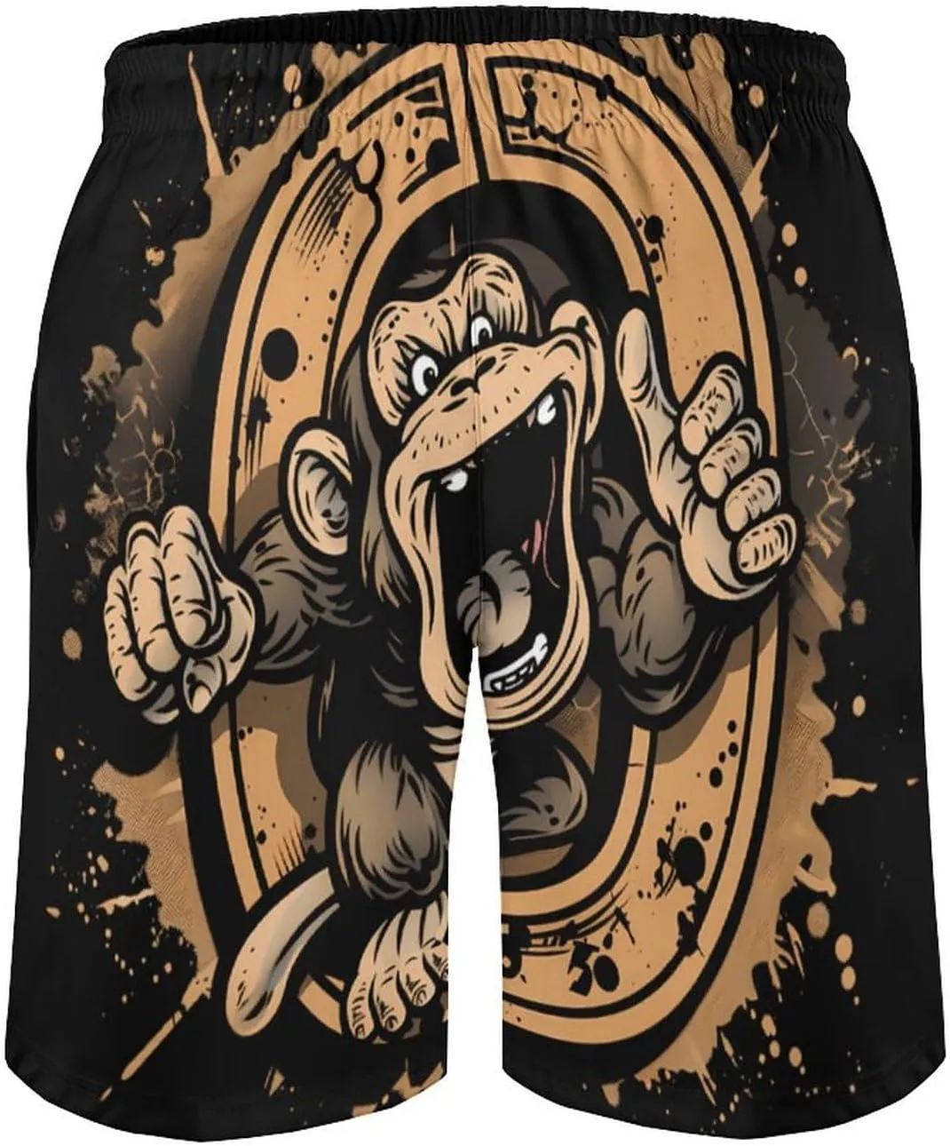 Kung Fu Apes Chimpanzee Monkey Mens Swim Trunks Beach Shorts Quick Dry Bathing Suits and Mesh Lining