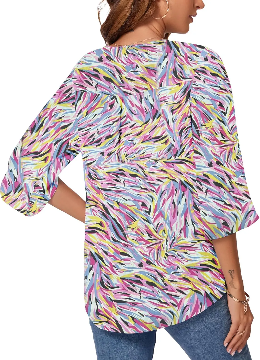 KUOTAI Womens Summer Tops Dressy Casual Shirts 3/4 Sleeve Work Blouse Business Casual Shirts