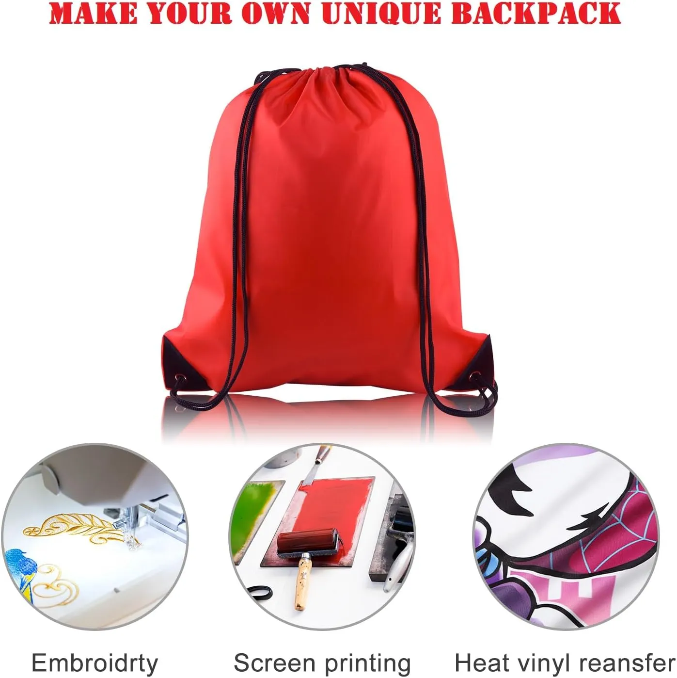 KUUQA 80Pcs Red Drawstring Backpack Bag Sack Drawstring Bags Bulk String Bags Storage Bags for Sport Gym Traveling