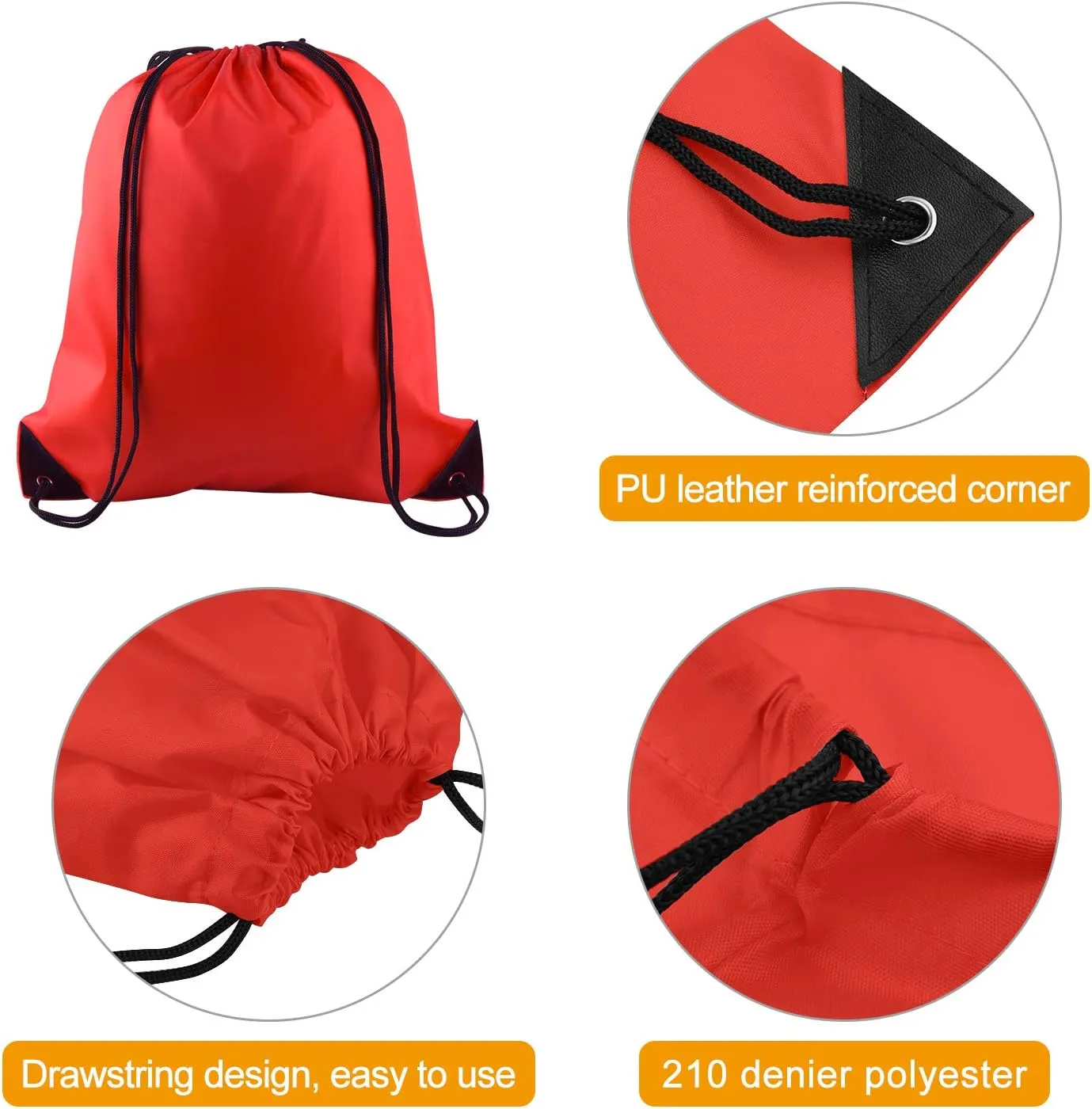 KUUQA 80Pcs Red Drawstring Backpack Bag Sack Drawstring Bags Bulk String Bags Storage Bags for Sport Gym Traveling