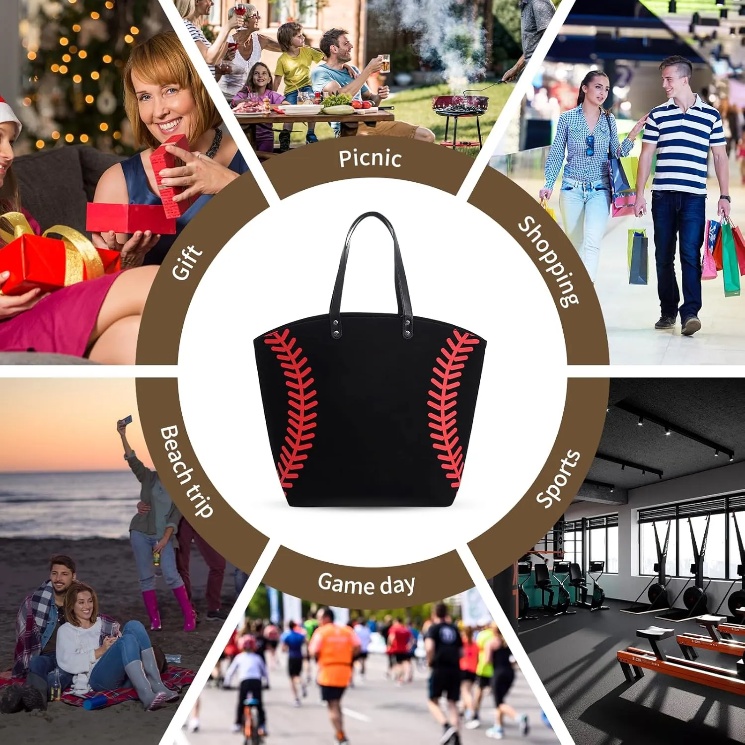Large Baseball Tote Bag Sports Prints Utility Tote Beach Bag Travel Bag