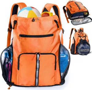 Large Beach Backpack Waterproof Sandproof - Customized Oversized Drawstring Pool Bag with Shoe Compartment for Toiletries, Towels, Gym, Travel