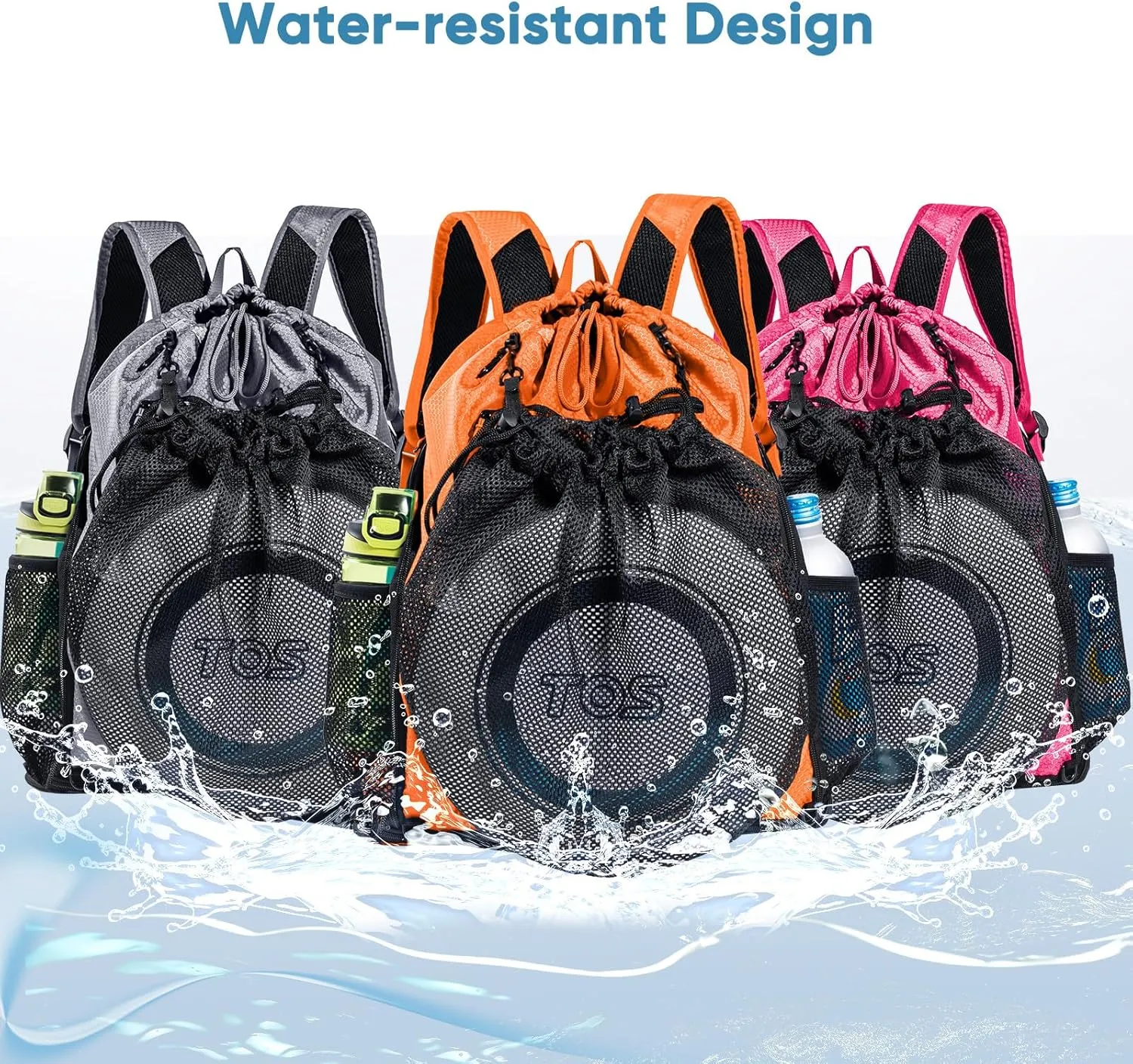 Large Beach Backpack Waterproof Sandproof - Customized Oversized Drawstring Pool Bag with Shoe Compartment for Toiletries, Towels, Gym, Travel