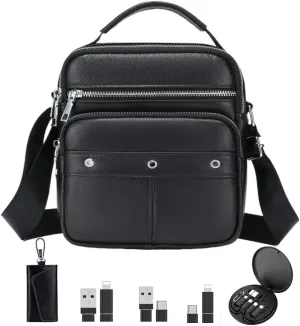 Large-Capacity Cowhide Men's Messenger Bag, Business Leather Shoulder Bag. Gift for Men for Boyfriends,Husbands,Father,Lover