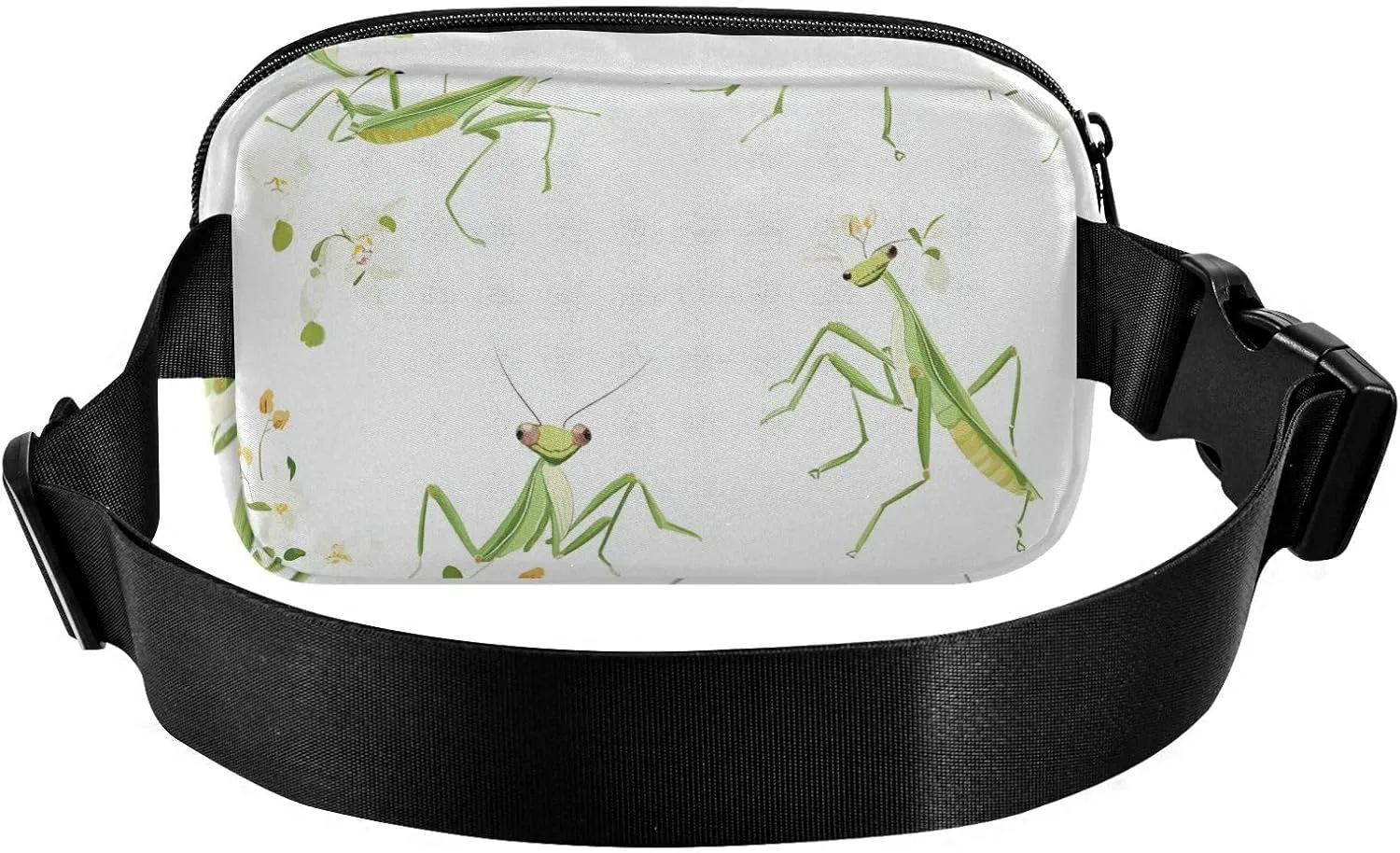 Large Capacity Fanny Pack, Cartoon Funny Mantis White, Women Men Waist Packs, Crossbody Sport Bags Bum Bag Belt with Adjustable Strap for Travel Running Hiking
