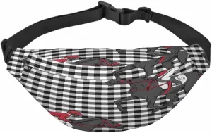 Large Crossbody Bag Waistpack Black White Beautiful Horse Rider Running Checkered Cartoon Leisure Sports Fanny Pack Zipper Bag for Running, Travel