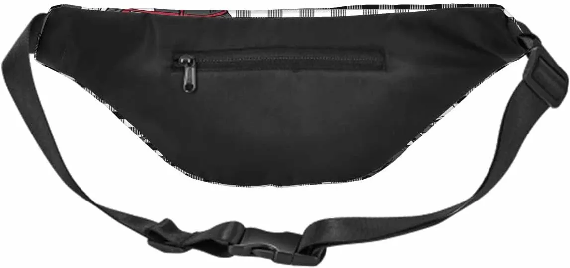 Large Crossbody Bag Waistpack Black White Beautiful Horse Rider Running Checkered Cartoon Leisure Sports Fanny Pack Zipper Bag for Running, Travel