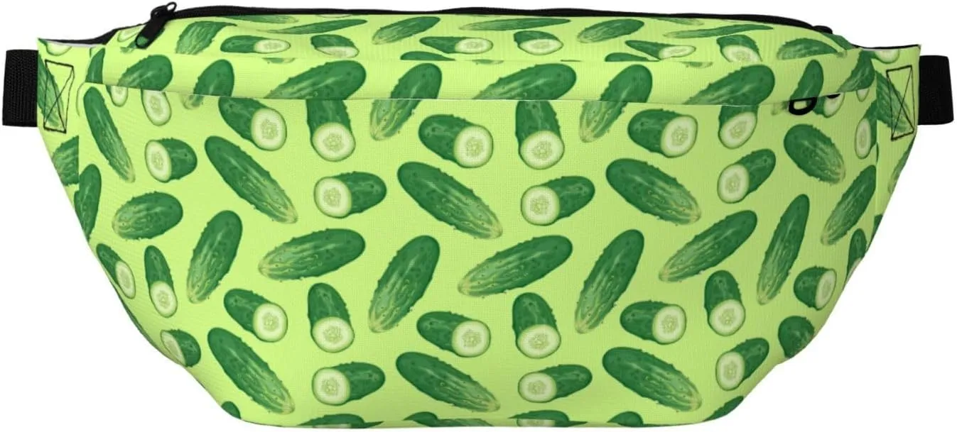 Large Fanny Packs for Women Men Cross Body - Cucumber Pattern green Travel Crossbody Bags for Women Trendy, Waist Bag for WomenBelt Bag for Women Men Crossbody With Adjustable Strap