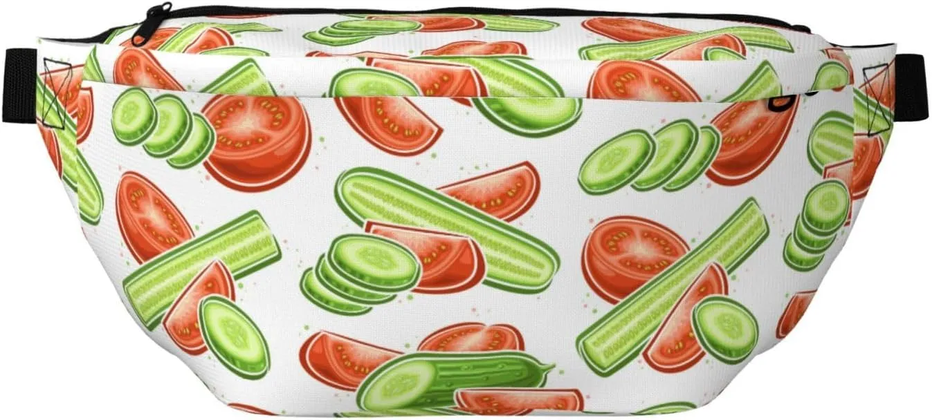 Large Fanny Packs for Women Men Cross Body - Cucumber Tomato Travel Crossbody Bags for Women Trendy, Belt Bag for Women Men Crossbody, Waist Bag for Women With Adjustable Strap