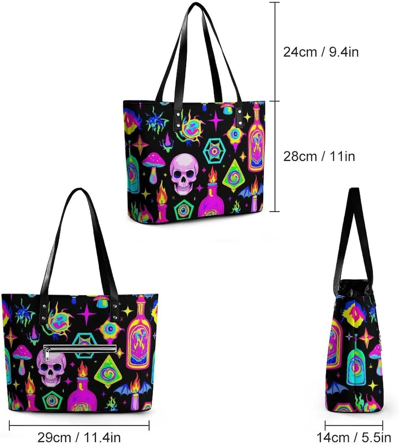 Large Leather Tote Bag Travel Work Daily Essentials Handbag For Women Men