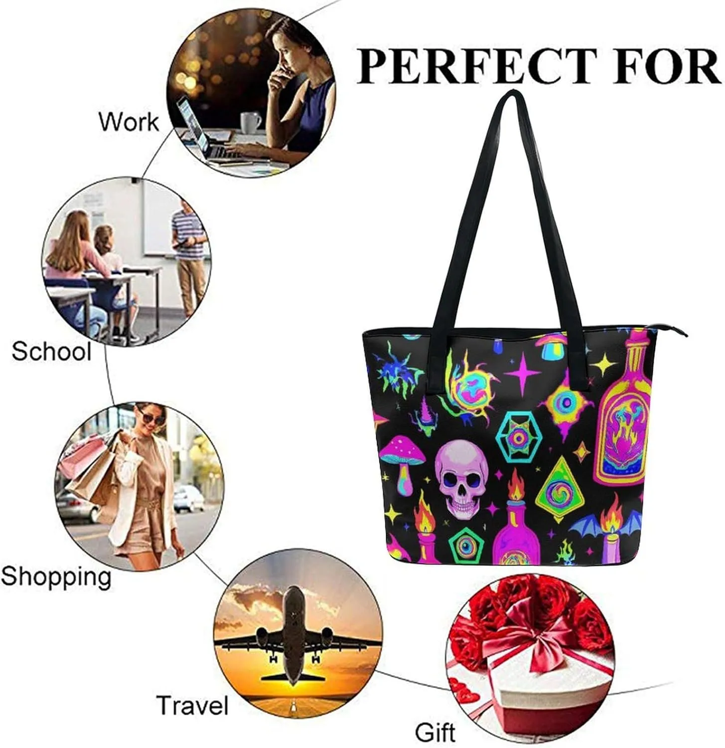 Large Leather Tote Bag Travel Work Daily Essentials Handbag For Women Men