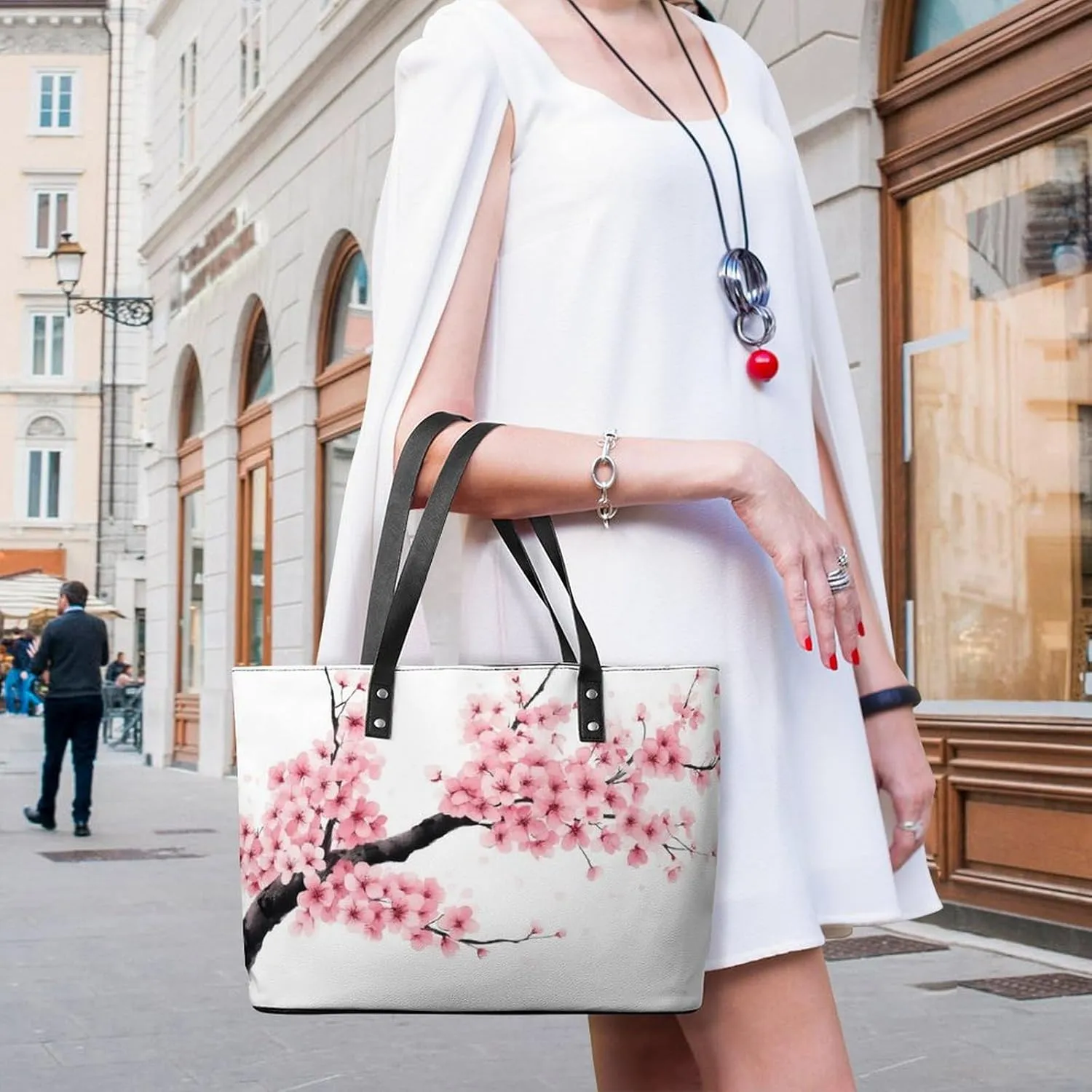 Large Leather Tote Bag Travel Work Daily Essentials Handbag For Women Men