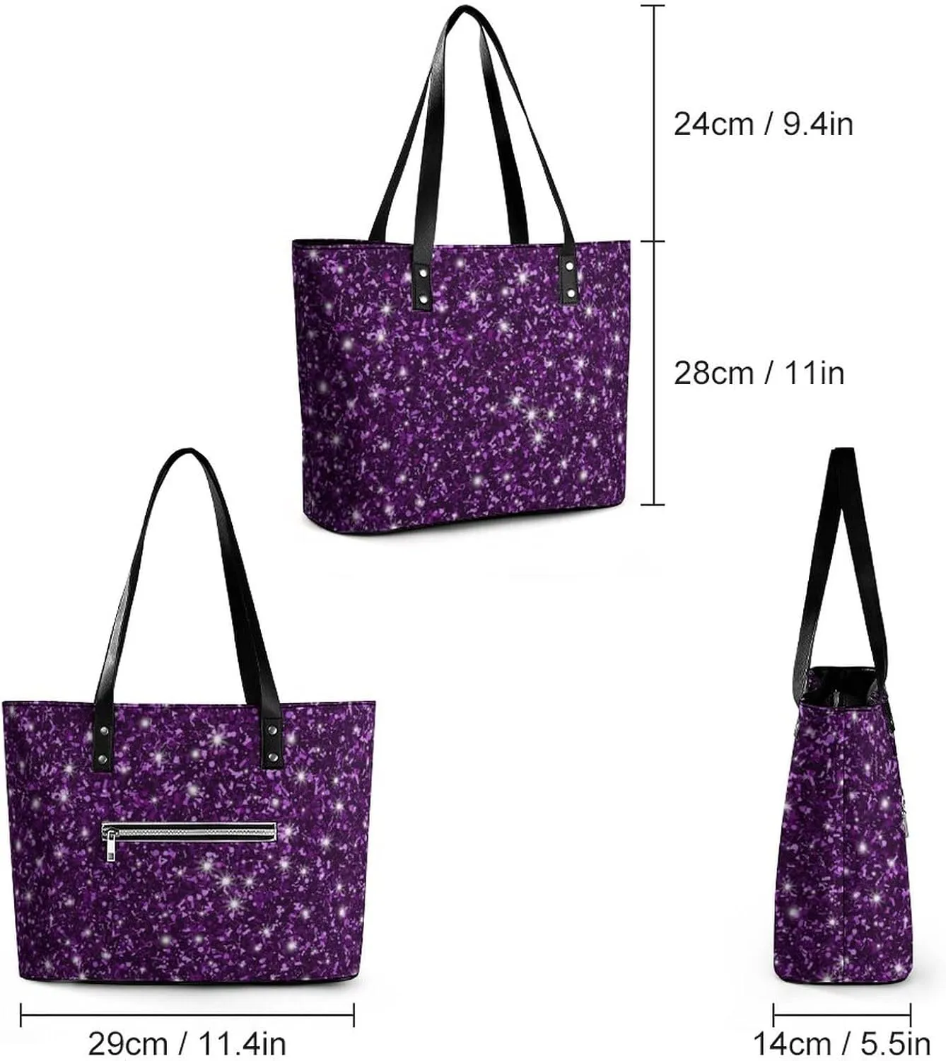 Large Tote Bag Fashion Portable Handbags With Zipper For Women And Men