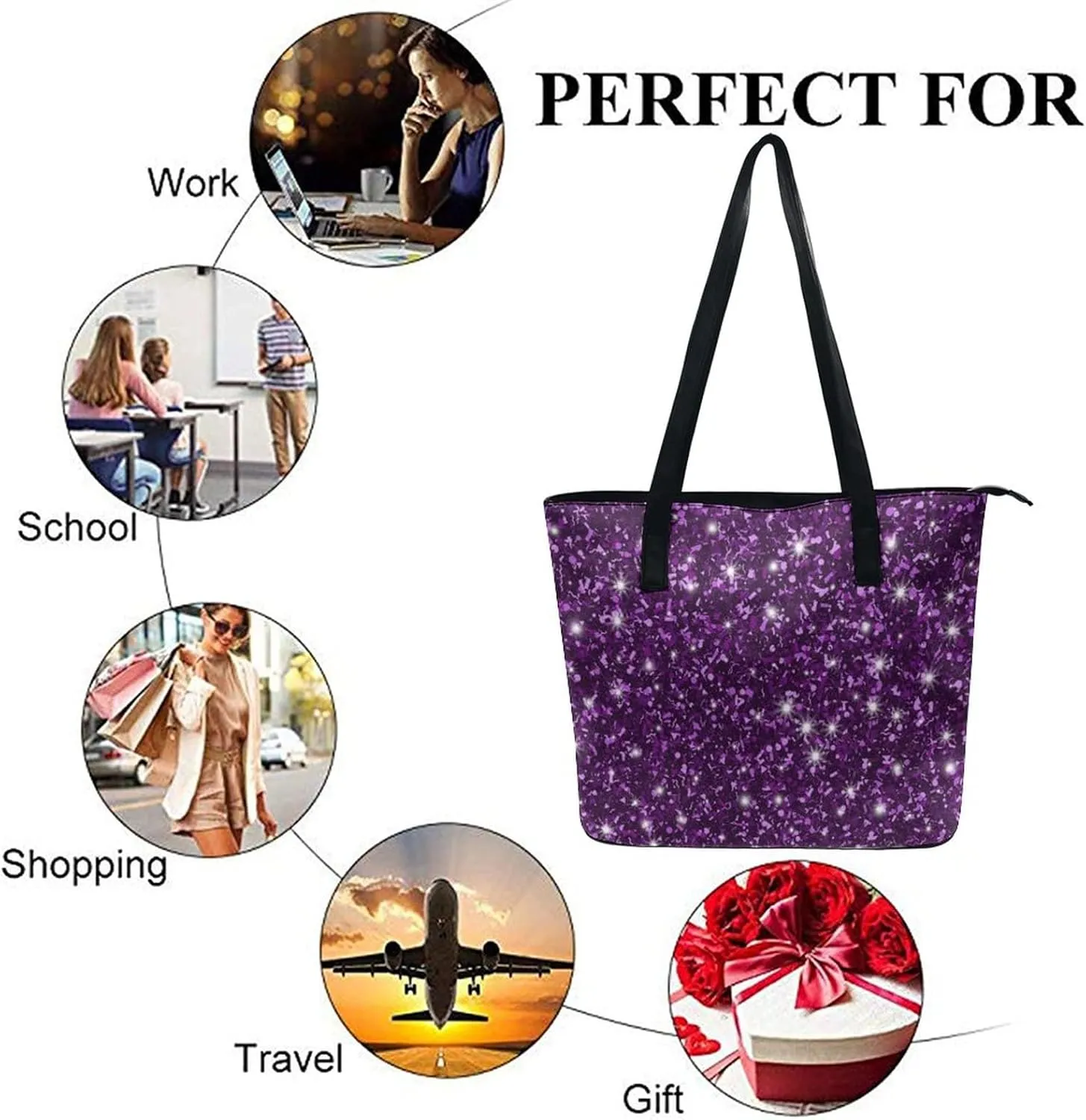 Large Tote Bag Fashion Portable Handbags With Zipper For Women And Men