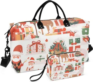 Large Travel Duffel Bag, Christmas Reindeer Sports Tote Gym Bag, Shoulder Weekender Overnight Bag for Women Men, Carry On Luggage with Toiletry Bags
