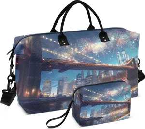 Large Travel Duffel Bag, Golden Gate Bridge Sport Tote Gym Bags, Shoulder Weekender Overnight Bags for Women Men, Carry On Luggage with Toiletry Bag