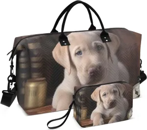 Large Travel Duffel Bag, Sleepy Puppy Clock Sport Tote Gym Bag, Shoulder Weekender Overnight Bag for Women Men, Carry On Luggage with Toiletry Bag
