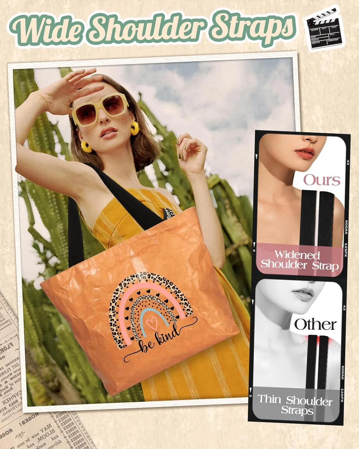 Large Tyvek Tote Bag Aesthetic Beach Bag - Cute Reusable Waterproof Size 19'' ×13'' for Women Girls Shopping, Gym
