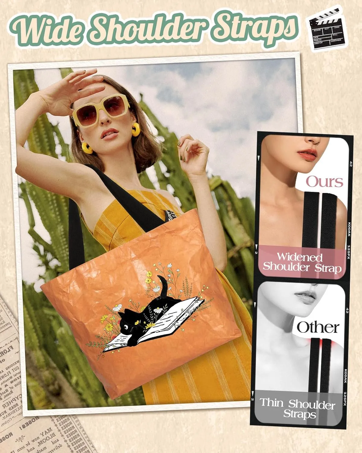 Large Tyvek Tote Bag Aesthetic Beach Bag - Cute Reusable Waterproof Size 19'' ×13'' for Women Girls Shopping, Gym