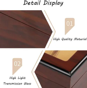 Large Watch Box for Men - 6 Watches Slots Luxury Jewelry Storage Organizer Bracelet Tray Wooden Watch Display Case Glass Top, Lockable Metal Buckle