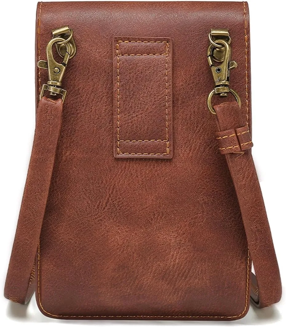 Larswon Renaissance Bag, Medieval Leather Belt Bag - Small Crossbody Bag, Cell Phone Pouch - Brown Fairy