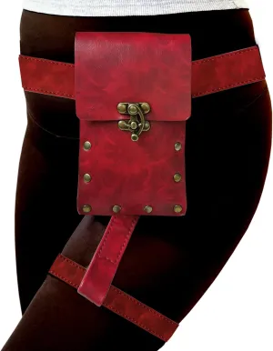 Larswon Renaissance Leg Harness Bag - Synthetic Leather Belt Bag for Women - Red