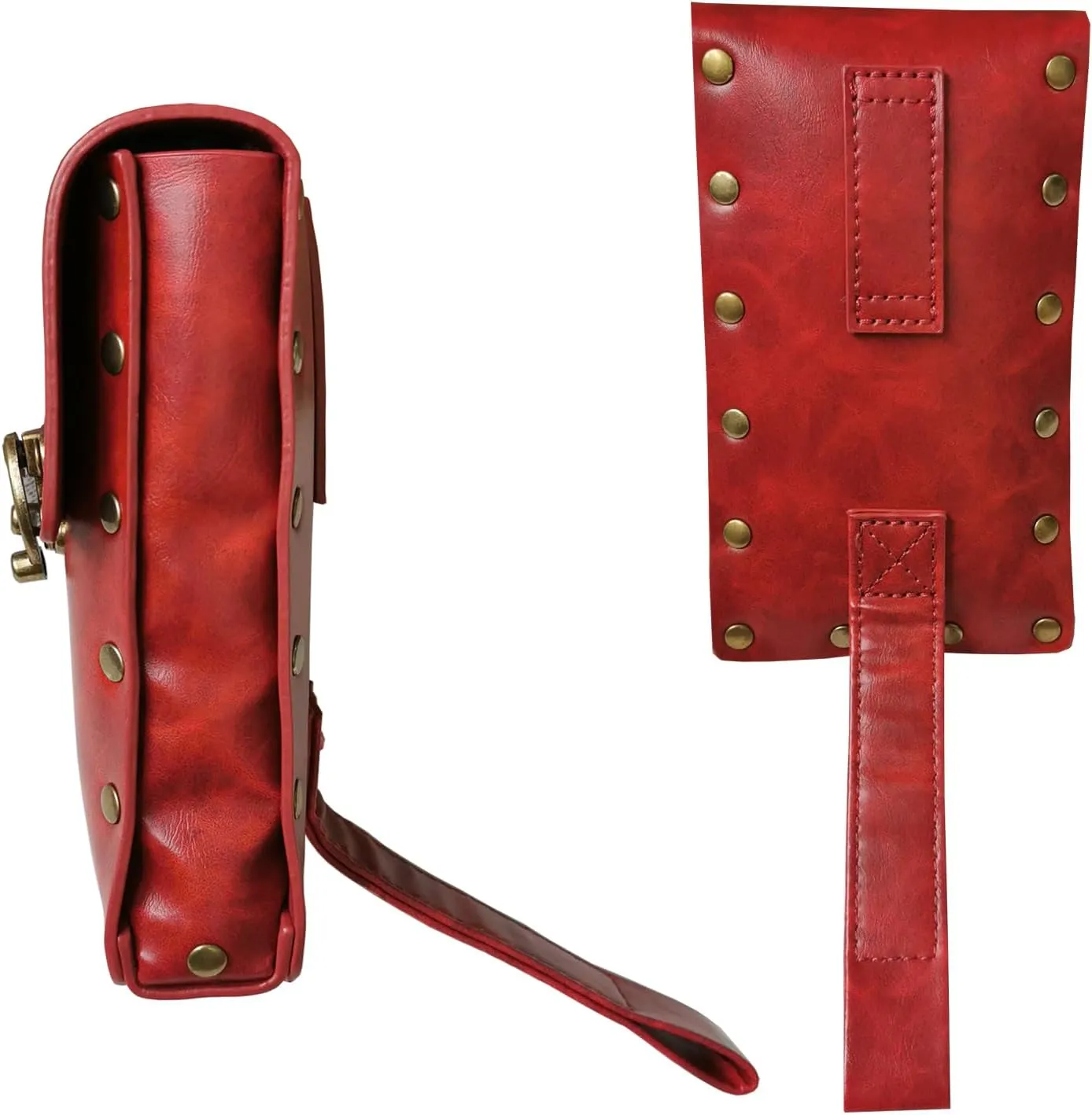 Larswon Renaissance Leg Harness Bag - Synthetic Leather Belt Bag for Women - Red