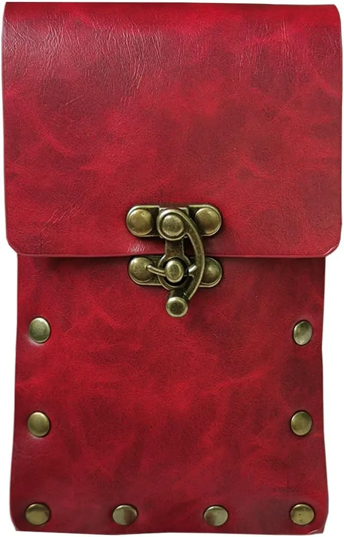 Larswon Renaissance Leg Harness Bag - Synthetic Leather Belt Bag for Women - Red