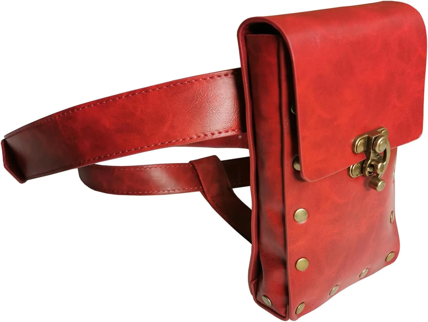 Larswon Renaissance Leg Harness Bag - Synthetic Leather Belt Bag for Women - Red