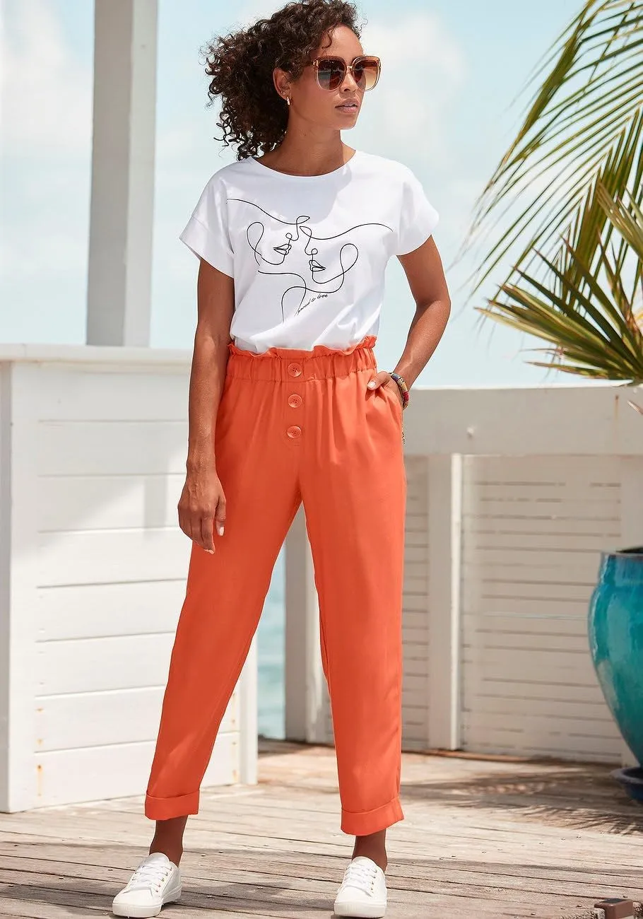 LASCANA Women's Paperbag Waist Ankle Pants