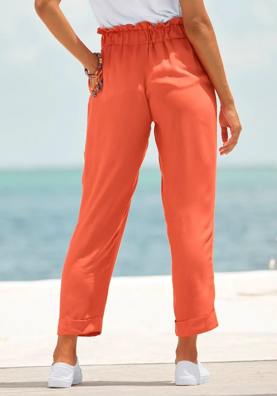 LASCANA Women's Paperbag Waist Ankle Pants