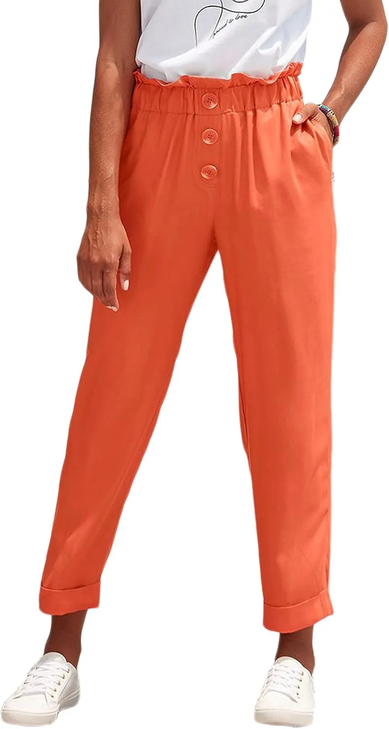 LASCANA Women's Paperbag Waist Ankle Pants