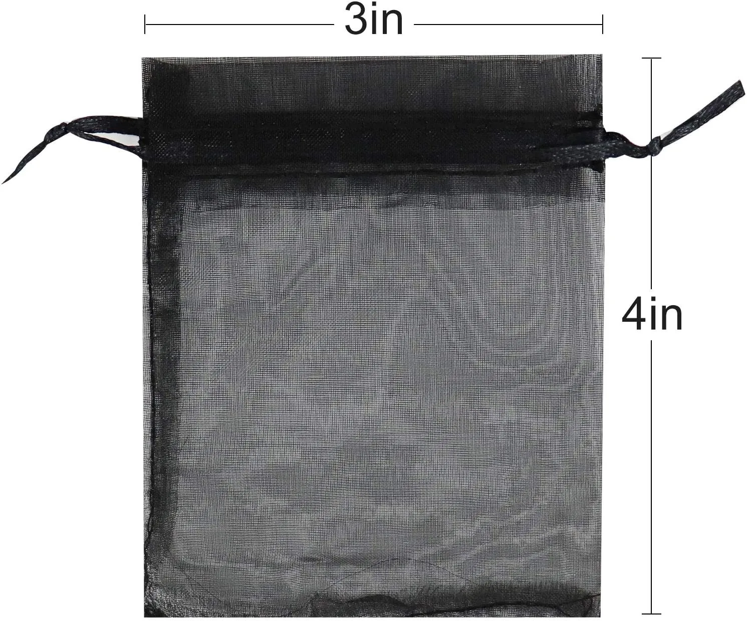 Lautechco 100Pcs Organza Bags - 3x4 inches Black Mesh Drawstring Gift Bags for Christmas
