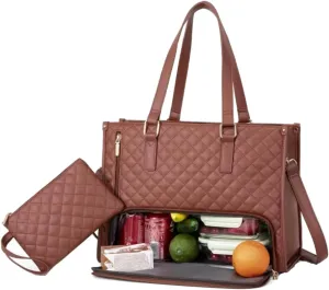 Lavenra All in One Tote Bag, Laptop Bag With Lunch Compartment, Convertible Laptop Bag Work